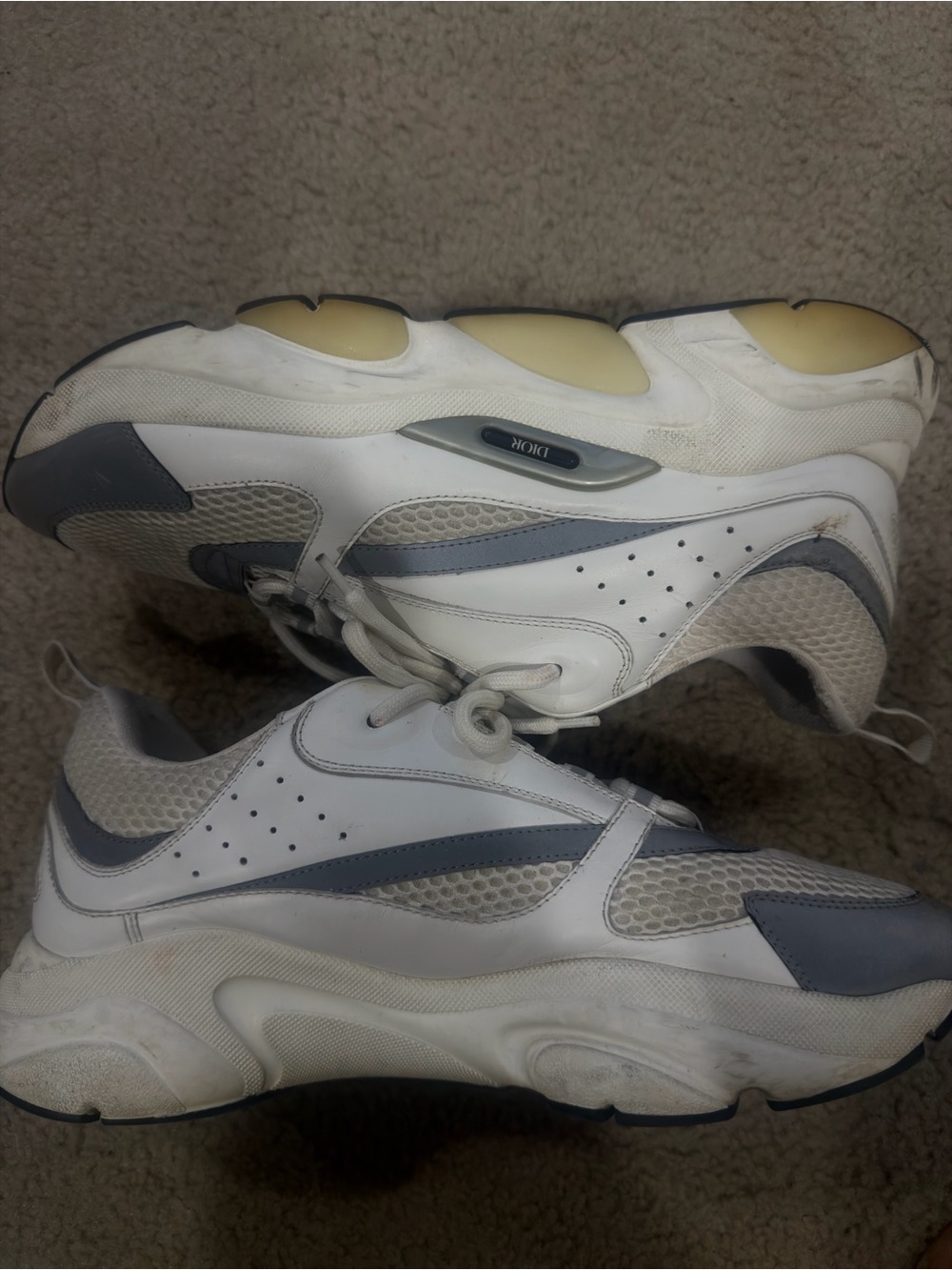 Dior Men's White and Light Blue Athletic Sneakers